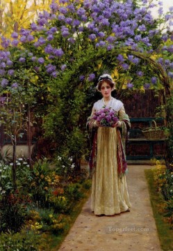 Lila Regencia histórica Edmund Leighton Impresionismo Flores Pinturas al óleo
